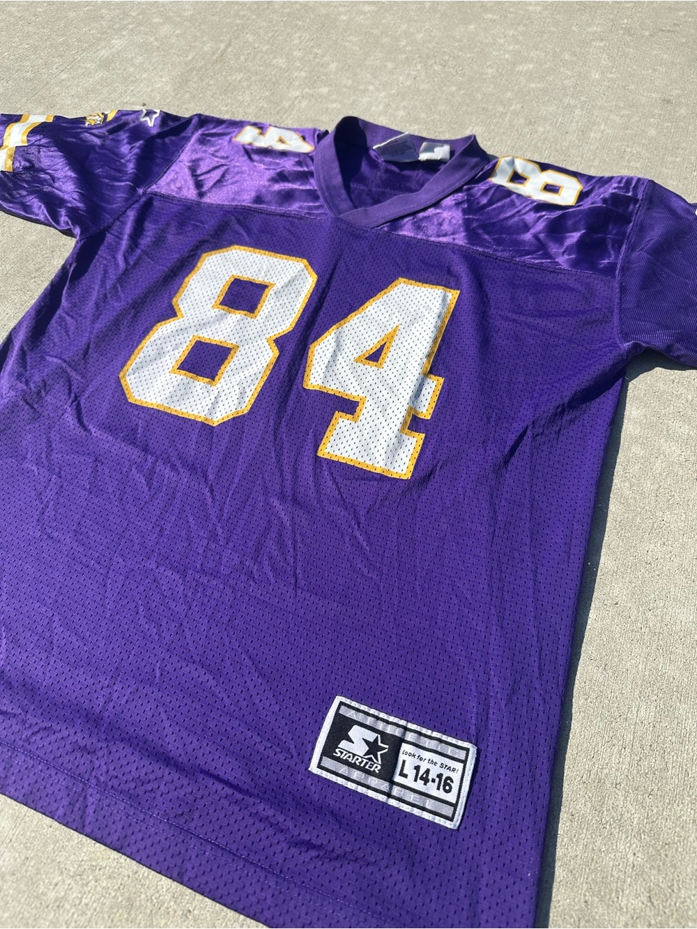 STARTER Purple White Randy Moss #84 Minnesota Vikings Jersey - Picture 3 of 7